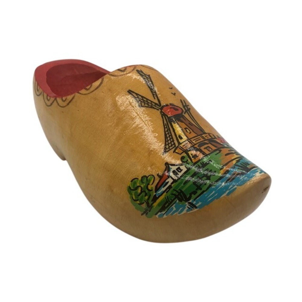 Vintage Holland Wooden Clog Shoe 8" Windmill Folk Art Wall Decor Made in Holland
